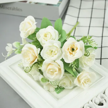1Bouquet 10heads Umetno Cvetje Svile Rose Šopek svate Doma Vrt Dekoracijo Visoke Kakovosti Ponaredek Cvet DIY Obrti