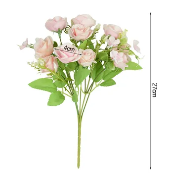 1Bouquet 10heads Umetno Cvetje Svile Rose Šopek svate Doma Vrt Dekoracijo Visoke Kakovosti Ponaredek Cvet DIY Obrti