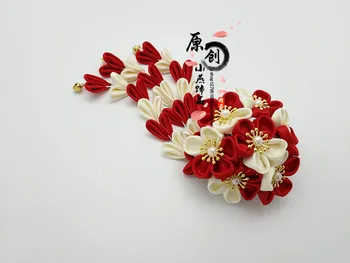 Kostum Kimono Hanfu Sprejmejo Fotografije Headdress Ostra Tassel Bell Sakura Krpo Cvet Japonske Ročno Lase Okraski Strani Posnetek