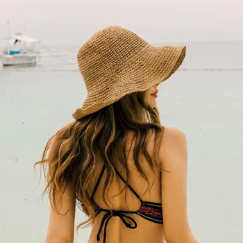 2021 zložljive Poletje Nove Ženske je Sonce Klobuk Vedro skp bež čipke Bowknot Cvetje Traku Ravno top Panama mehko slamnik Plaži Kape