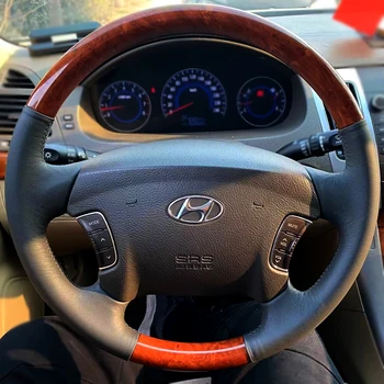 Za Hyundai SONATA DIY Meri usnje mahagoni ročno prišite volan pokrov avtomobila Notranja oprema