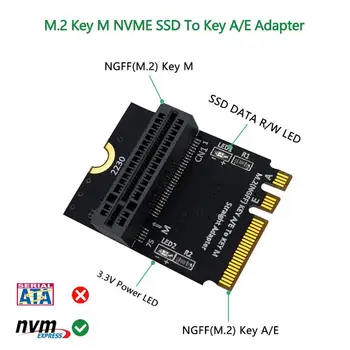 M. 2 NGFF NVMe Tipko A/E, da Tipko M SSD Adapter Ploščo Pretvornika z LED Indikator