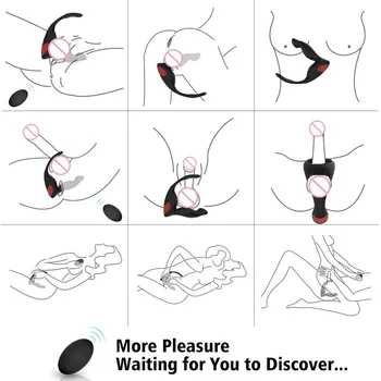 Prostate massager Moško zdravje silikonski daljinski upravljalnik analni čep Modo in penis zaklepni obroček Realističen dildo, vibrator Erotične igrače