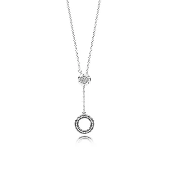 Verodostojno 925 Sterling Srebro Peneče Infinity Collier S Kristalno Ogrlica Za Ženske Svate Pandora Nakit
