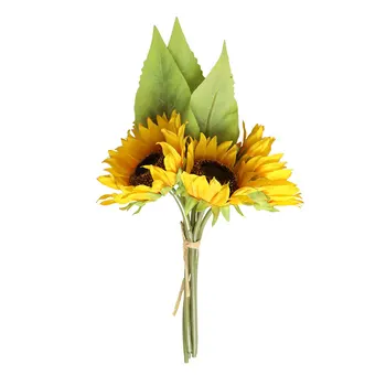 Umetno Cvetje 5 Glav Sončnično Dekoracijo Doma Dodatki Ponaredek Cvetje Poroko Neveste Strani Šopek Urad Dekor