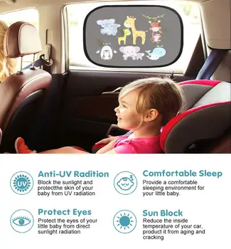 2PCS Avto Sonce Odtenki Srčkan Risanka Zložljive UV Zaščito Zavese Strani Okna Dežnik Kritje Za Otroka Otroci Univerzalni Avto Styling