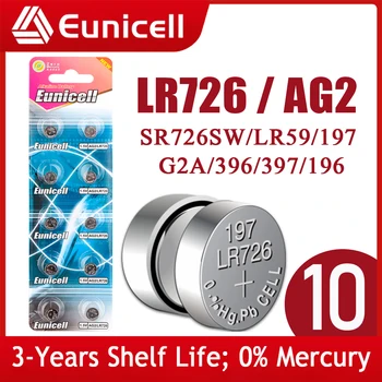 Eunicell 2021-NOVO 10pcs LR726 AG2 Gumb Pilas Baterije SR726SW CX59 LR59 SR59 397 396A G2A G2 1,5 V Alkalni Celice Kovanec Baterije