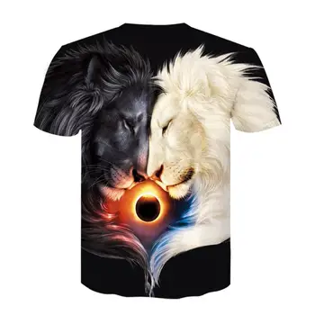 Nov Poletni kul Stil Hip-Hop t-shirt Moški/ženske Tiskanja Yin Yang 3d lion Majica s kratkimi rokavi Harajuku mens Oblačila 2020 vrh Azijskih Velikost S-6XL