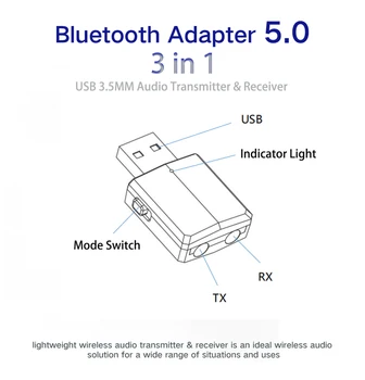 ZF169Plus 5.0 Bluetooth Audio (zvok Bluetooth Oddajnik Sprejemnik 2-v-1 Za TV, 3,5 mm Mini Mini Avto Bluetooth Sprejemnik AUX Stereo Audio Adapter