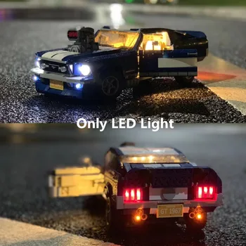 (Samo svetloba) LED Luč Za STVARNIKA, Ford Mustang GT500 1967 1960 gradniki Kit Opeke Klasični Model Igrače 10265 21047