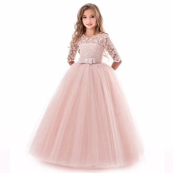 2021 Zimski Praznik Družico Obleko Otroci Obleke Za Dekleta Otrok Bele Čipke Princesa Stranka Poročno Obleko Dekle Pol Rokav