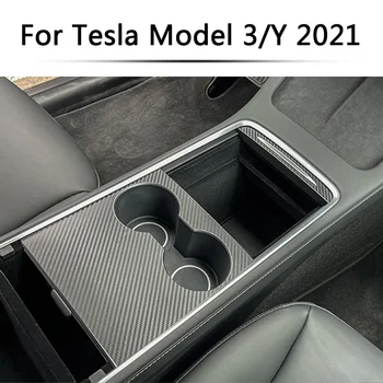 Novo 2021 sredinski Konzoli, Zaviti sredinski Konzoli, Plastični Ogljikovih Vlaken Kritje Avto Nalepke za Tesla Model 3 Y 70793