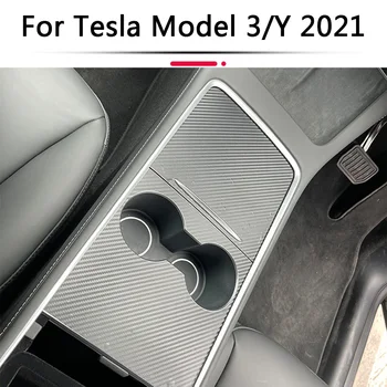 Novo 2021 sredinski Konzoli, Zaviti sredinski Konzoli, Plastični Ogljikovih Vlaken Kritje Avto Nalepke za Tesla Model 3 Y