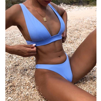 Novi Seksi Bikini 2021 Trdna Kopalke Ženske Push Up Kopalke Bikini Komplet Brazilski kopalke Poletje Plaža Obrabe, Plavanje Obleko XL