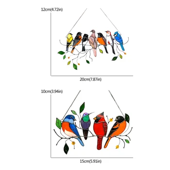 Multicolor Ptic Na Žico Visoko Vitraž Okna Plošča Serije Okrasni Obesek Doma Okraski Visi Na Vratih