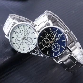 Modna casual men ' s watch nova nevtralna ure Ženevi false barva oči modra stekla, jekla pasu ure moških quartz uro 71080