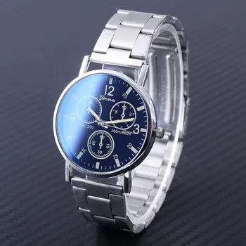 Modna casual men ' s watch nova nevtralna ure Ženevi false barva oči modra stekla, jekla pasu ure moških quartz uro