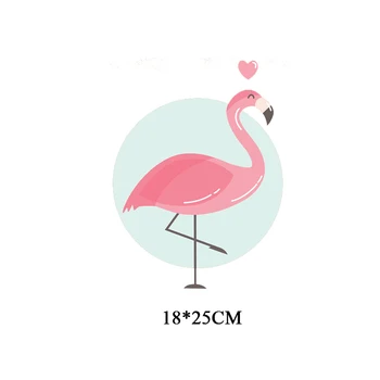 Železo na Prenos Risanke Flamingo Obliži za Dekle Oblačila Appliques Prenos Toplote Ljubezen Srce Obliž Nalepke Proge na Oblačilih 7126