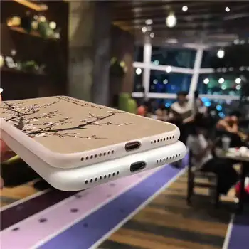 Mehko Silikonsko Ohišje Za Xiaomi Mi 11 10 8 A3 A2 Cc9 Lite 9 11Pro A1 5x 6x Ultra Kritje kitajski plum blossom slikarstvo