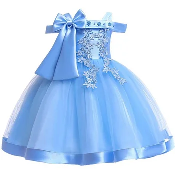 Eni Rami Velik Lok Cvet Baby Dekleta Oblačenja Oblačila Svile Tutu Stranka Večer Elegantno Dekleta Princesa Obleko Otroci Vestidos
