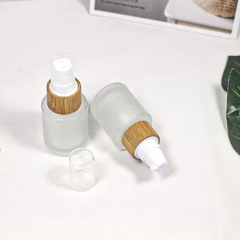 20ml Pregleden Motnega Stekla Losjon Črpalka Steklenico Kozmetični Naravnega Lesa Bambusa Skp Spray Embalaža, Posoda