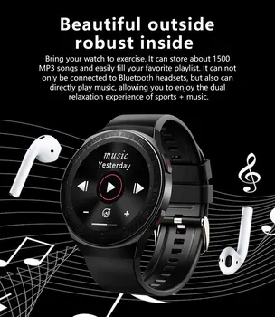 BYMUSE MT3 Glasbe Pametno Gledati 8G Pomnilnik Moških Bluetooth Klic Polni, Zaslon na Dotik, Nepremočljiva Funkcijo Snemanja Smartwatch