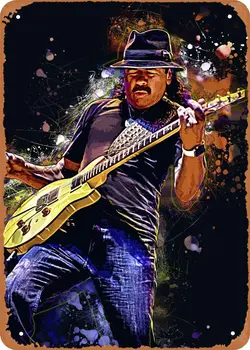 FLmiling Rock Umetnosti Carlos Santana Plaketo Plakat Kovinski Tin Prijavite Retro Vintage 8x12 Palčni Stenski Dekor