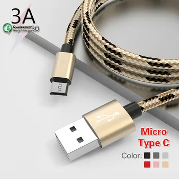 3A Kabel USB, Micro USB, C Kabel Hitro Polnjenje Žičnih Hitro Polnjenje 3.0 Kabel za Samsung Huawei Xiaomi Čast Redmi POCO LG 71871