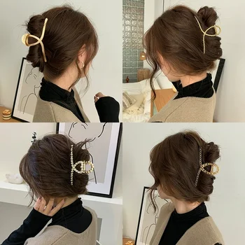 Korejski Stil Dekle Kovinske Zlitine Glavo Nazaj Ujeti Posnetek Modni Retro Headdress