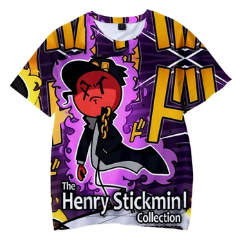 Henry Stickmin 3D Tiskanja Otroci T-srajce Moda Poletje Kratek Rokav T-shirt Vroče Prodaje Fant Dekle Priložnostne Ulične Vrhovi Preobsežne