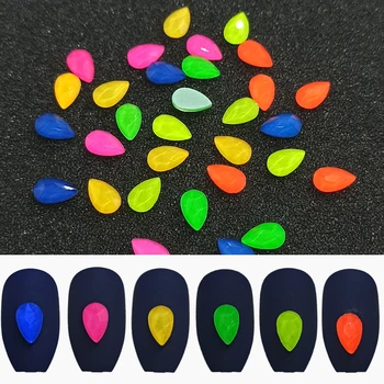 5.5x8mm Maščobe Raindrop Nail Art Nosorogovo Fluorescentna Candy Barve Ravno Nazaj Kristalno Nohtov DIY Dekoracijo Pribor 30/100 kozarcev