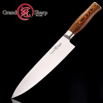 GRANDSHARP 8 Inch Kuharji Nož Japonski Slog, Kuhinjo, Jedilni pribor Mesa Cleaver iz Nerjavnega Jekla Kuhinjski Nož Darilo Polje