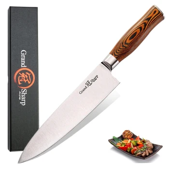 GRANDSHARP 8 Inch Kuharji Nož Japonski Slog, Kuhinjo, Jedilni pribor Mesa Cleaver iz Nerjavnega Jekla Kuhinjski Nož Darilo Polje