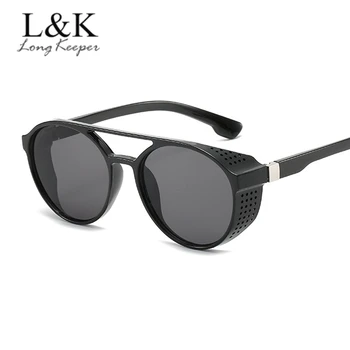 LongKeeper Retro Krog Steampunk sončna Očala Ženske Moški Strani Ščit Očala Vintage Moda Steam Punk Očala Oculos de sol UV400 72786