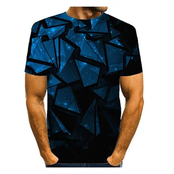 Moške Grafični 3D T shirt Tiskanje Kratek Rokav Dnevno Vrhovi Black / Navy 72905
