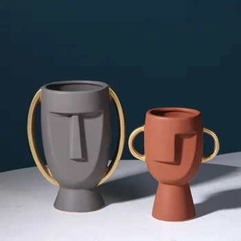 Skandinavski slog avatar obraz keramične vaze ustvarjalne sodobno minimalistično dekoracijo doma keramične obrti cvet vazo Božično darilo