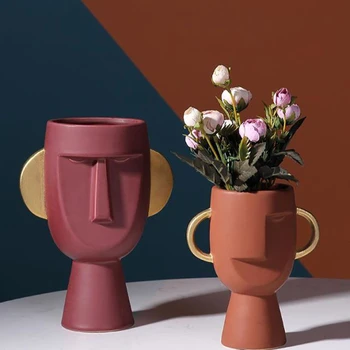 Skandinavski slog avatar obraz keramične vaze ustvarjalne sodobno minimalistično dekoracijo doma keramične obrti cvet vazo Božično darilo