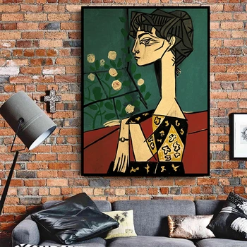 Jacqueline Picasso in Cvetje Plakat, Dekorativno Slikarstvo Retro Bar Cafe Soba Stensko Sliko