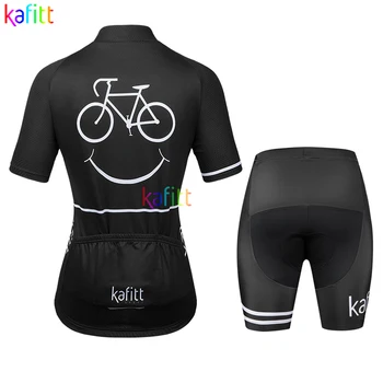 2021Kafitt Black Nasmeh Žensk Short Sleeve Jersey hlače z Oprsnikom Določa MTB Ekipa, Kolesarjenje Oblačila Ropa Ciclismo Cesti Gel Triatlon Enotna