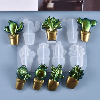 3D Kaktus Keychains Kristalno Epoksi Smolo Plesni Ročno izdelan Obesek Okraski Silikonski Kalup DIY Obrti Litje Orodje 73663
