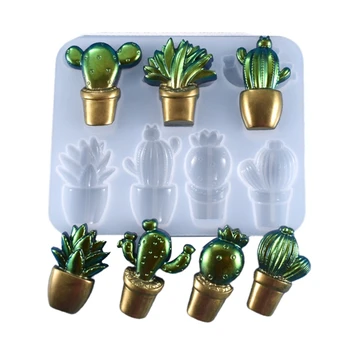 3D Kaktus Keychains Kristalno Epoksi Smolo Plesni Ročno izdelan Obesek Okraski Silikonski Kalup DIY Obrti Litje Orodje