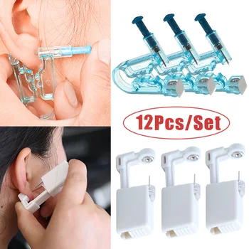 12Pcs/Set Ear Piercing Kit Asepse Razpoložljivi Zdravo Varnost Uhan Šilo Orodje, Stroj, Komplet Klinov Modni Nakit Telo