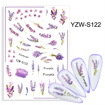 2021 Novo Cvetenje Sivke Modelov Vodne Nalepke Vaza Lok Abeceda Listi Flower Nail Art Nalepke Za Dekoracijo Samolepilne Nalepke