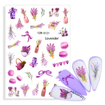 2021 Novo Cvetenje Sivke Modelov Vodne Nalepke Vaza Lok Abeceda Listi Flower Nail Art Nalepke Za Dekoracijo Samolepilne Nalepke