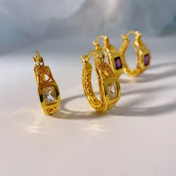 Ženske cirkon sijoče debel pravi pozlačeni uhani hoop vnos lux darilo nakit