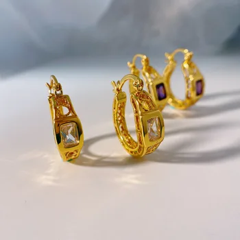 Ženske cirkon sijoče debel pravi pozlačeni uhani hoop vnos lux darilo nakit