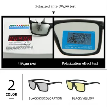 KAIXING Photochromic Nočno Vizijo Očala Klasičnih Kvadratnih Polarizirana sončna Očala za Moške Anti-Glare Kameleon Očala za Vožnjo