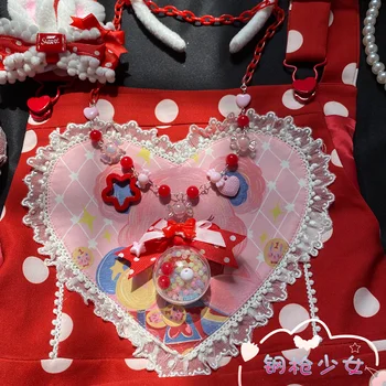 Lolita ogrlico, ki za okroglo žogo lok vozel polka dot Harajuku Lolita jk sladko star pulover verige