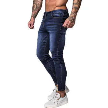 Blagovne znamke Kavbojke Moški Slim Fit Super Skinny Jeans za Moške Hip Hop Street Nositi Suh Noge Moda Stretch Hlače 7472