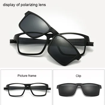 Ultra-lahka, 5pcs/1set Polarizirana Posnetek Na sončna Očala Moški Ženske Magnetni Očala Eyeglass Okvirji Optičnih Očal Okvir 75261
